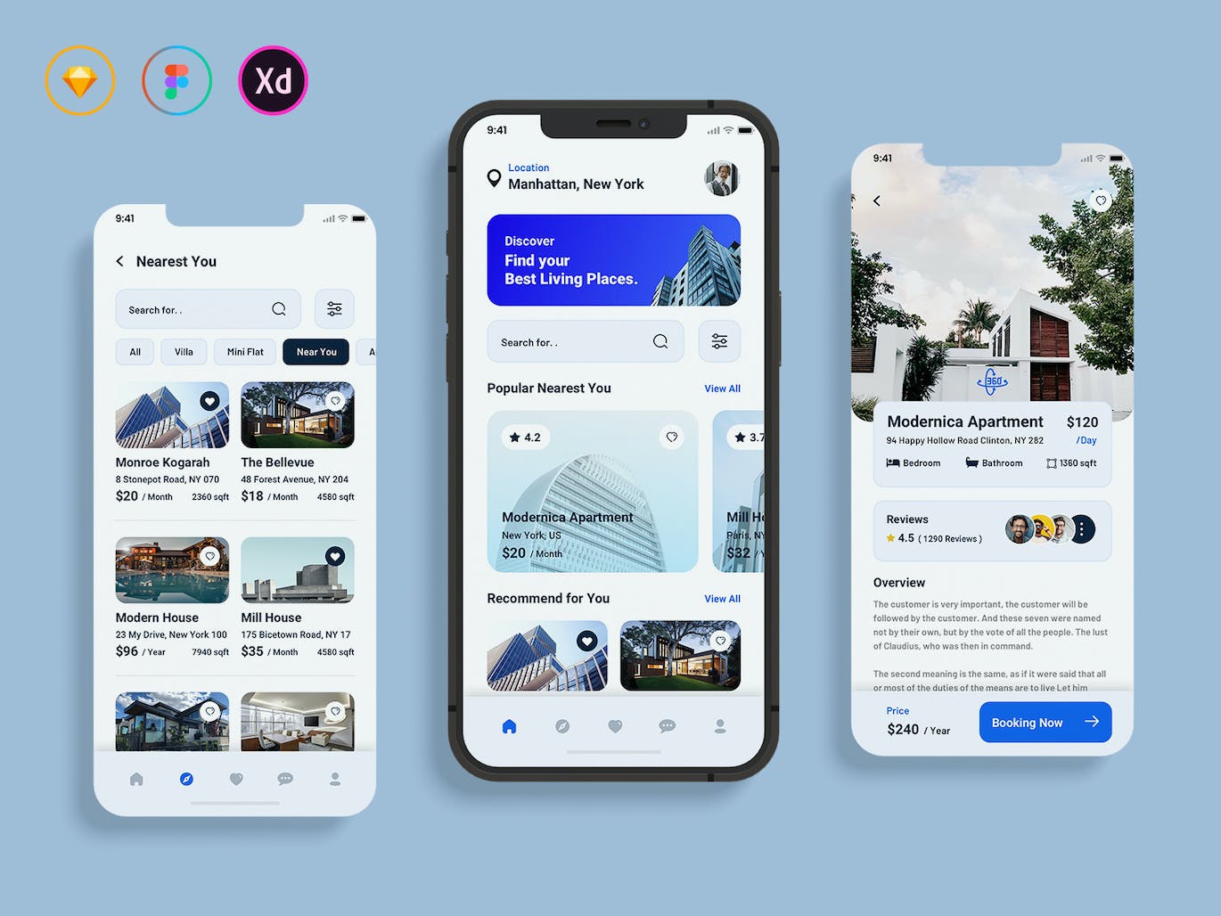 房地产服务应用App模板UI套件 Realther – Real Estate Mobile App UI Kit APP UI sucaiwan.com