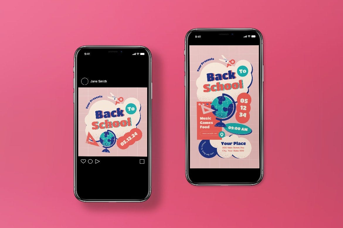 返校海报传单设计模板 Back To School Flyer Set 设计素材 sucaiwan.com