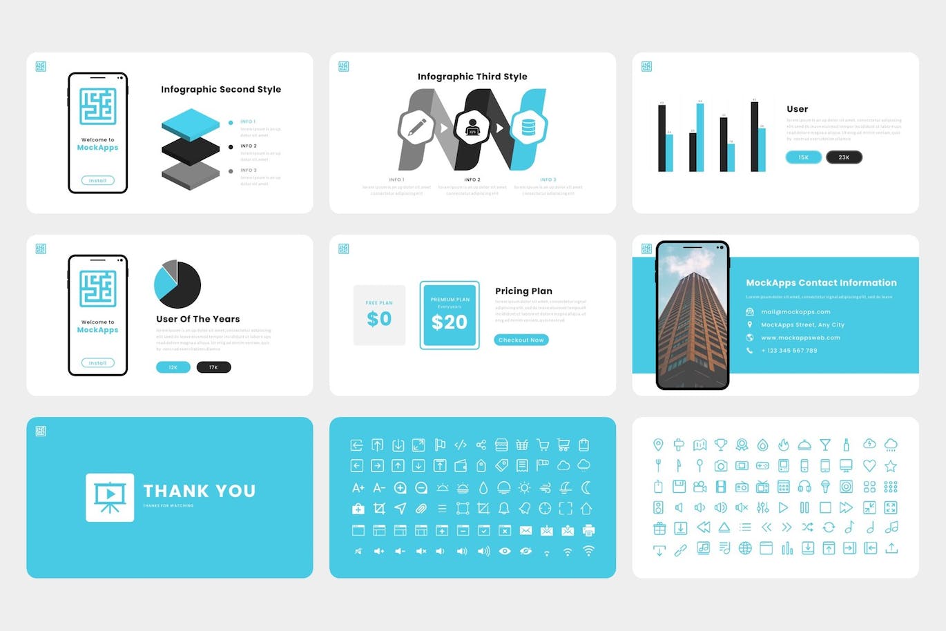 移动应用和SAAS业务Powerpoint模板下载 MockApps – Mobile App PowerPoint Template 幻灯图表 sucaiwan.com