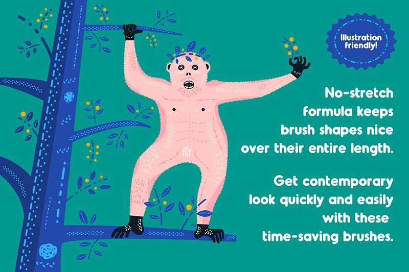 复古线条艺术AI笔刷 笔刷资源 sucaiwan.com