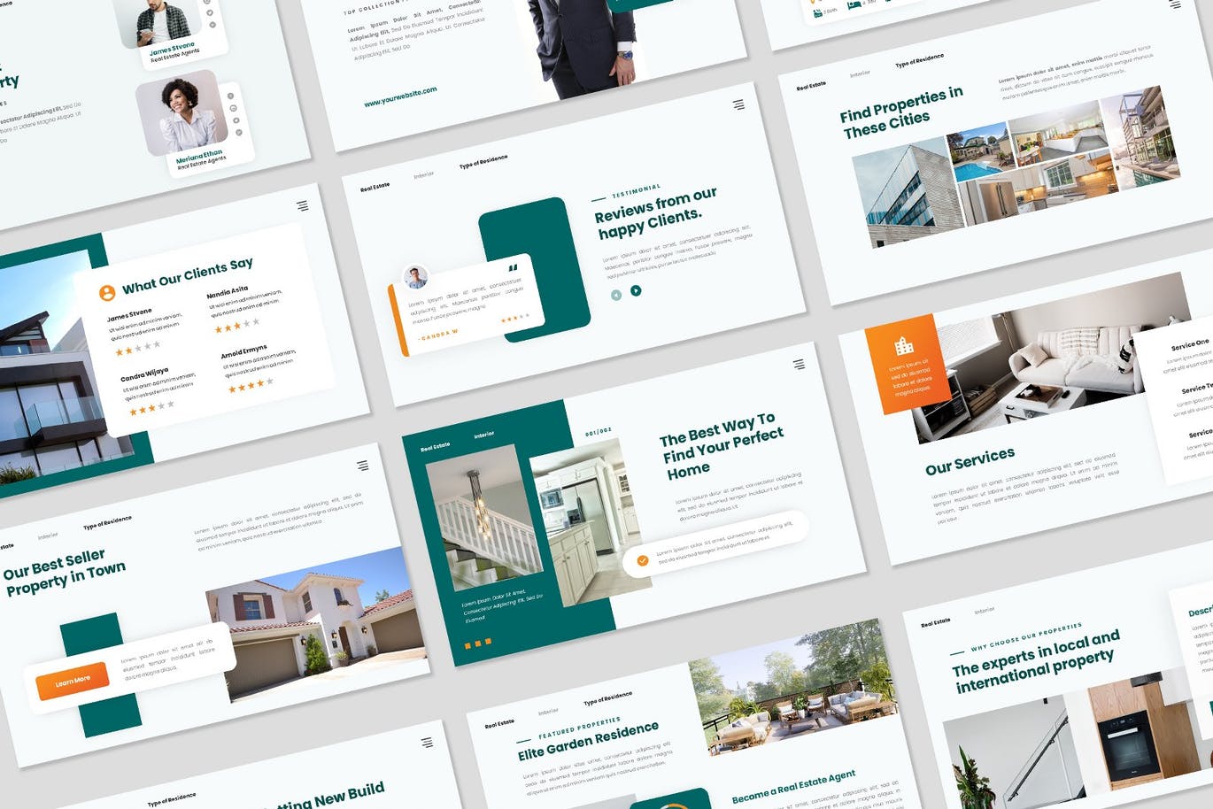 庄园地产业务PPT模板 Arch Estate – Powerpoint Template 幻灯图表 sucaiwan.com