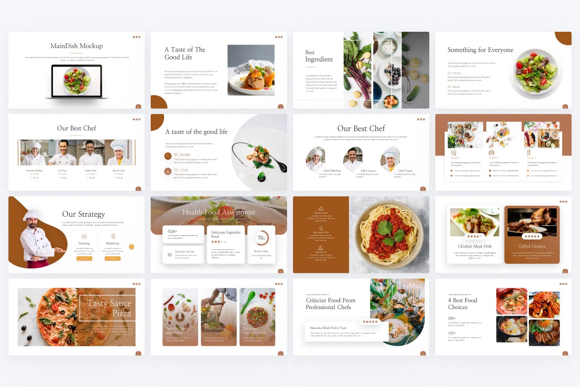 美食餐厅PPT幻灯片模板素材 Food Restaurant PowerPoint Template 幻灯图表 sucaiwan.com