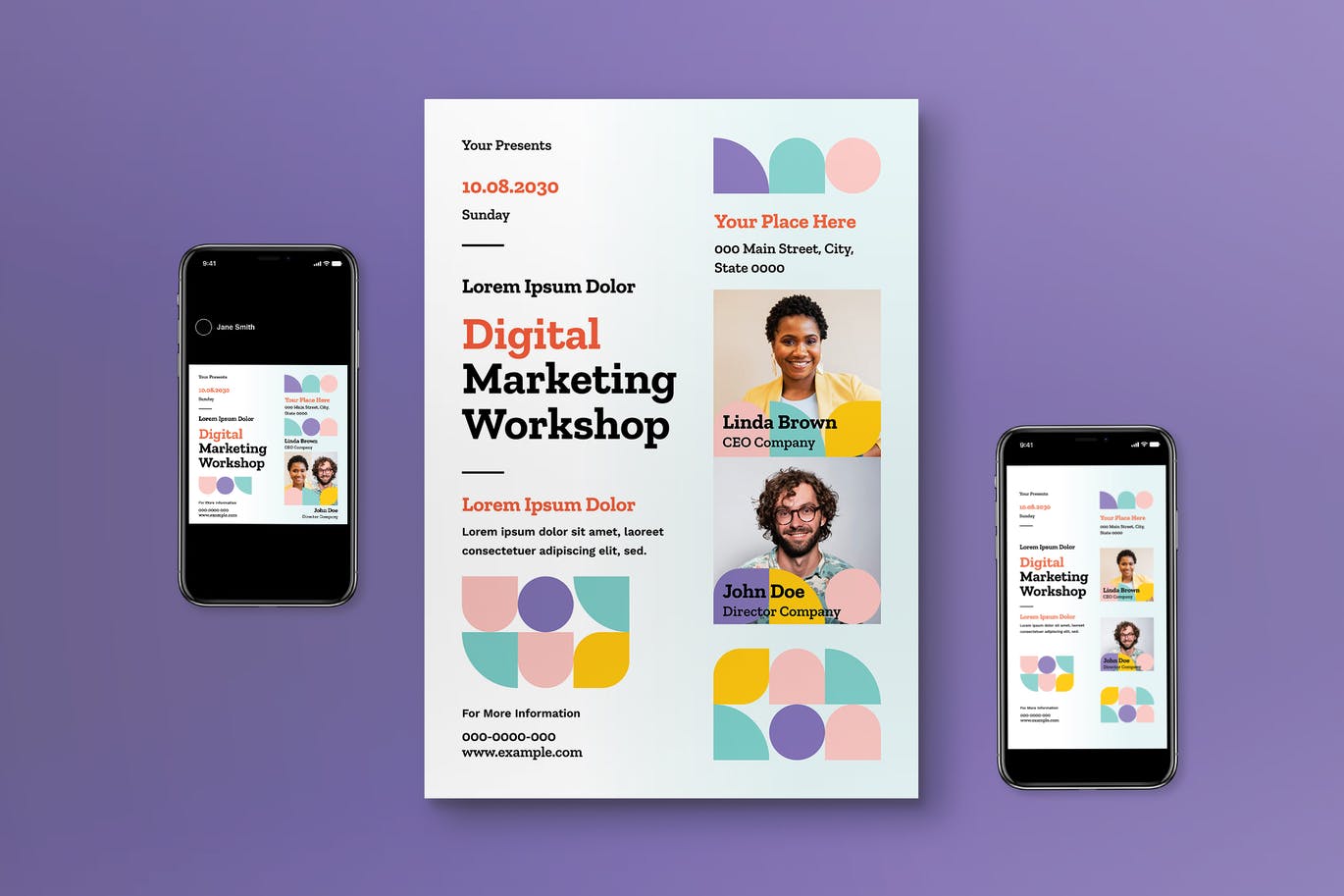 数字营销研讨会海报设计 Digital Marketing Workshop Flyer Set 设计素材 sucaiwan.com