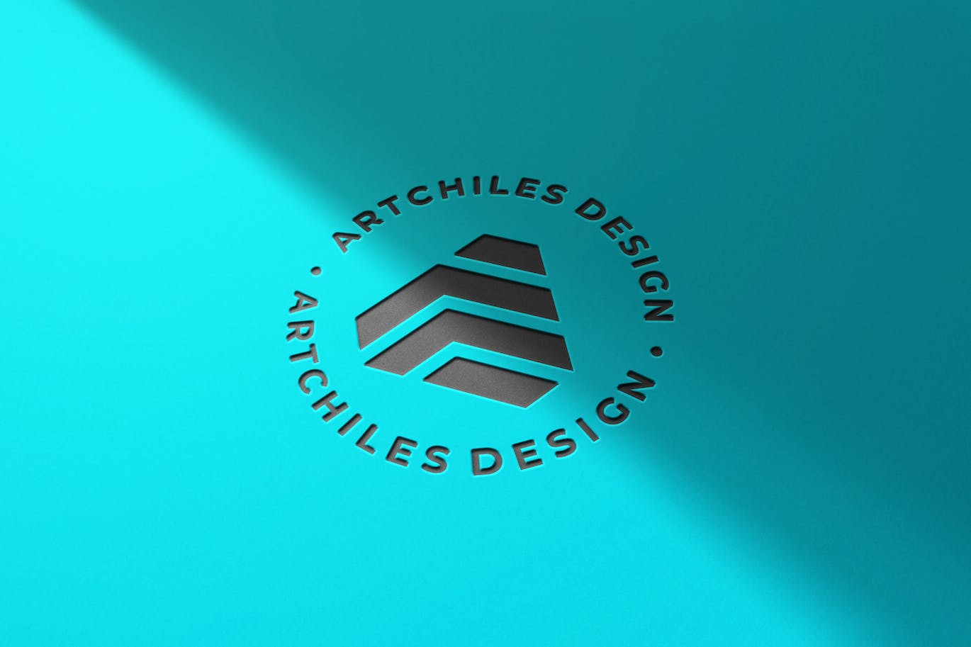 蓝色浮雕工艺Logo设计样机 Embossed Design Mockup 样机素材 sucaiwan.com