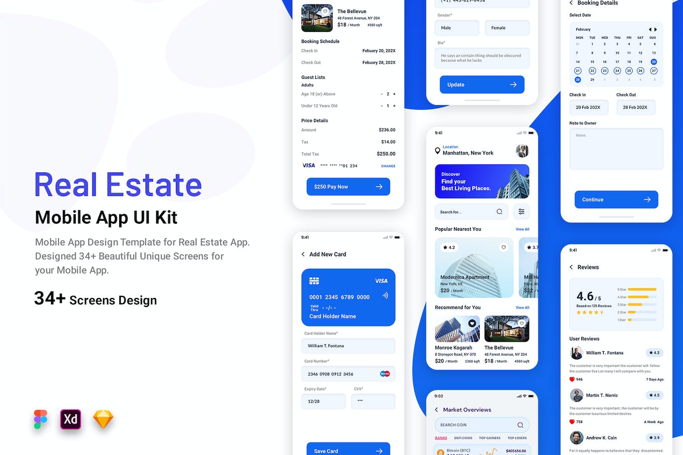 房地产服务应用App模板UI套件 Realther – Real Estate Mobile App UI Kit APP UI sucaiwan.com