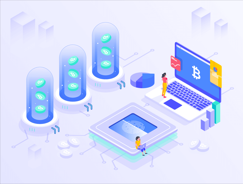 加密货币业务等距插画素材 APP UI sucaiwan.com