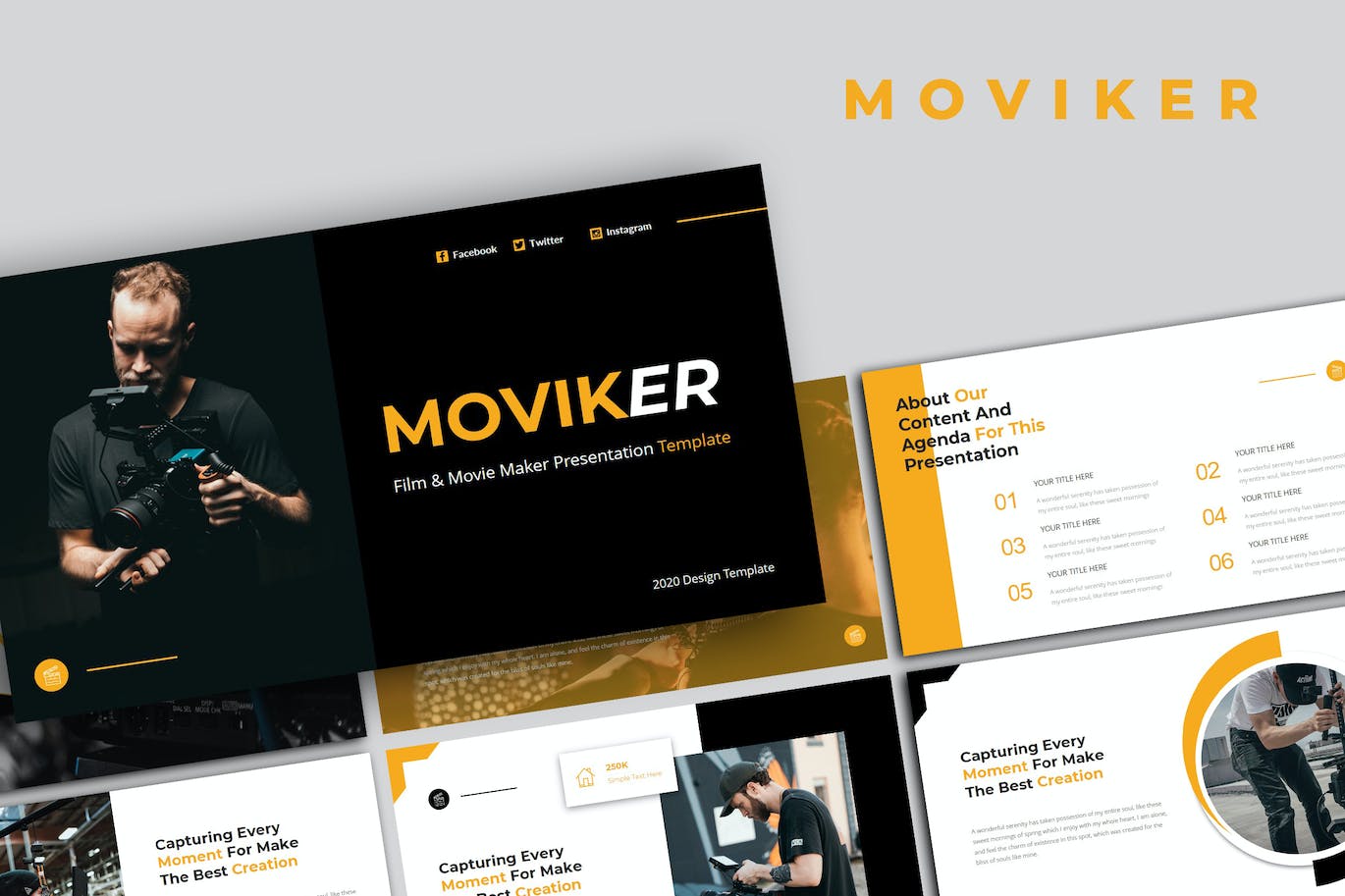 影视和电影制作PowerPoint演示模板 Moviker – Film & Movie Maker PowerPoint Template 幻灯图表 第1张-素材湾丨精选海外优质设计素材资源 影视和电影制作PowerPoint演示模板 Moviker – Film & Movie Maker PowerPoint Template 幻灯图表 sucaiwan.com