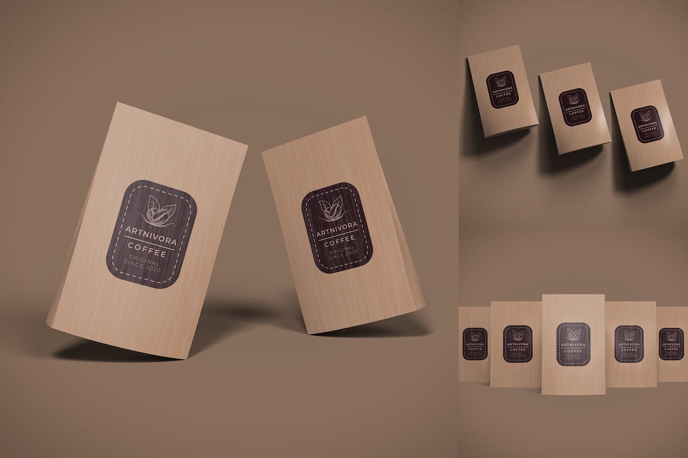 咖啡豆站立袋包装设计样机 Standing Pouch Mockup 样机素材 sucaiwan.com