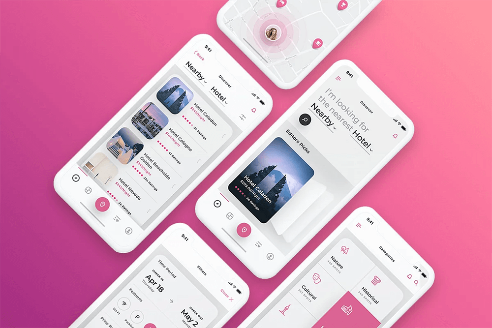 酒店预订App应用程序UI套件 APP UI sucaiwan.com