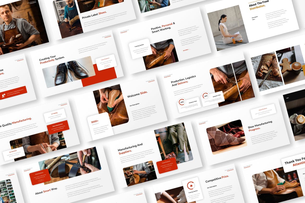 鞋类制造业PPT模板下载 Shoes Manufacturing Powerpoint Template 幻灯图表 sucaiwan.com