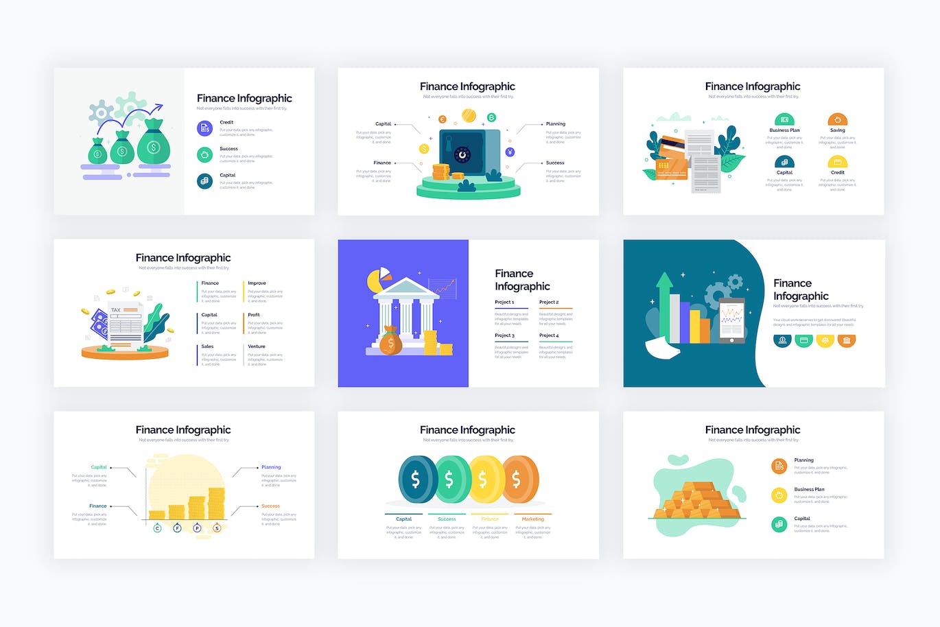 金融业务发展信息图表设计AI矢量模板 Business Finance Illustrator Infographics 幻灯图表 sucaiwan.com