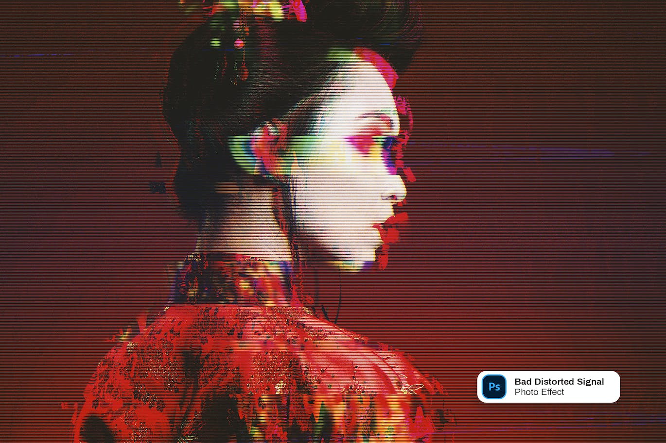 信号不良失真照片效果ps图层样式 Bad Distorted Signal photo effect 插件预设 sucaiwan.com