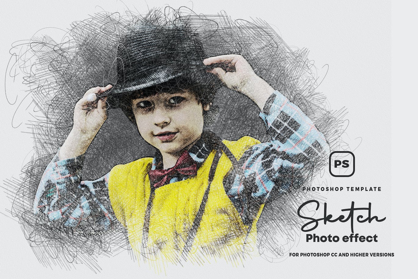 铅笔素描照片效果PS样式 Sketch Photo Effect 插件预设 sucaiwan.com