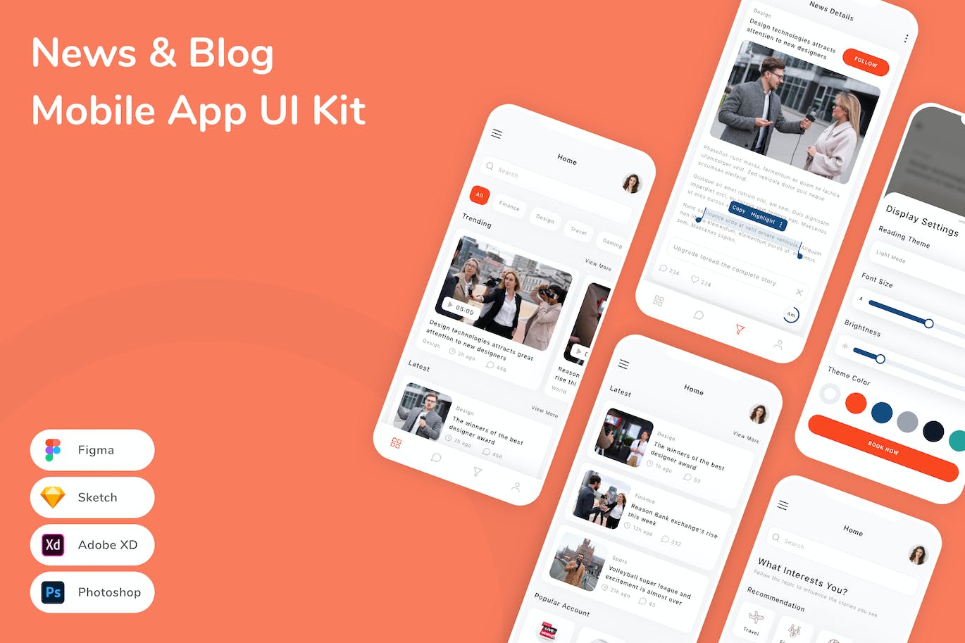 新闻和博客应用程序App界面设计UI套件 News & Blog Mobile App UI Kit APP UI sucaiwan.com