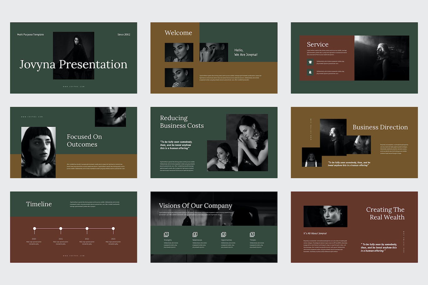 模特作品集PPT设计模板 Jovyna – Business Lookbook Powerpoint Template 幻灯图表 sucaiwan.com