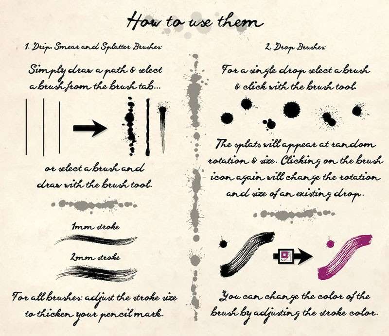 49个泼墨飞溅效果AI笔刷 笔刷资源 sucaiwan.com