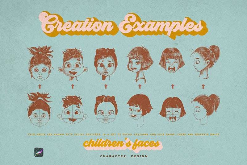 儿童卡通线描画Procreate笔刷 笔刷资源 sucaiwan.com