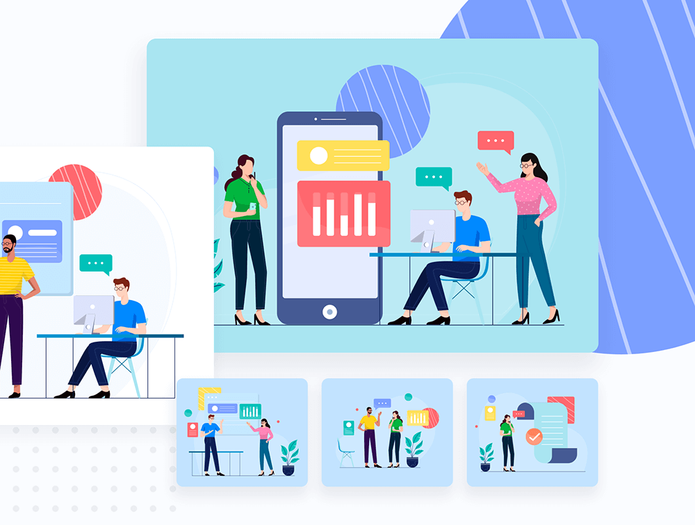 20个创意场景创业与商业插画 设计素材 sucaiwan.com