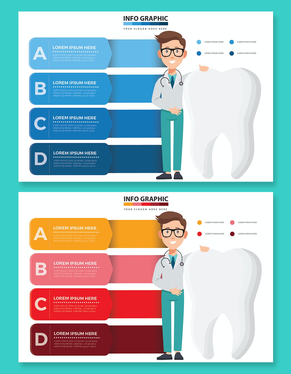 牙齿和医生信息图表设计素材 Tooth And Doctor Infographics 幻灯图表 sucaiwan.com
