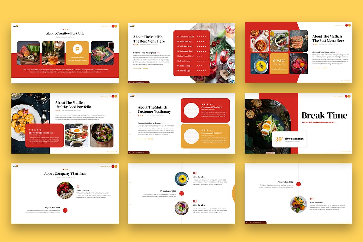 美食食品展示PPT幻灯片模板下载 Mutlich – Food Powerpoint 幻灯图表 sucaiwan.com