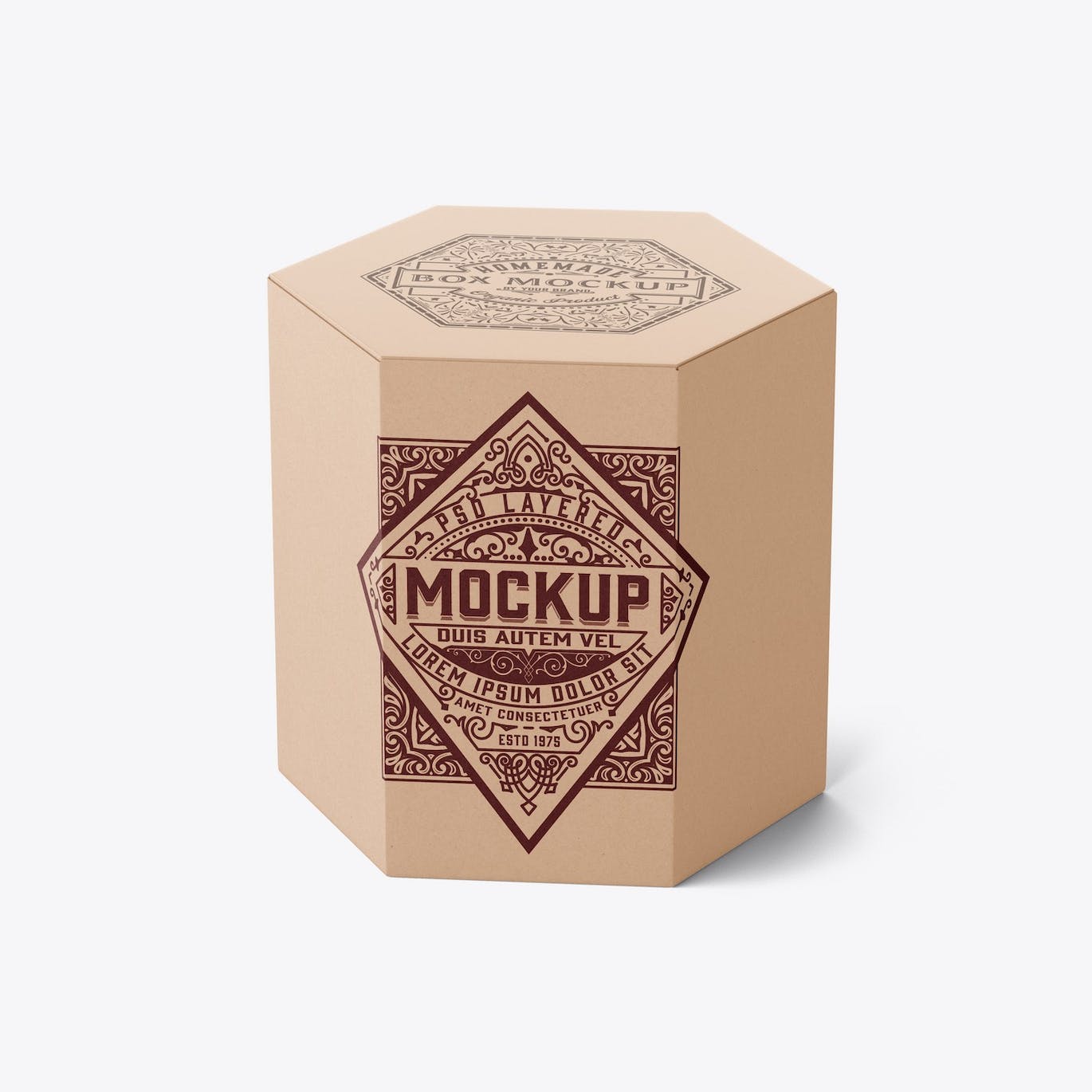 六边形长方体纸盒包装设计样机 Hexagonal Box Mockup 样机素材 sucaiwan.com