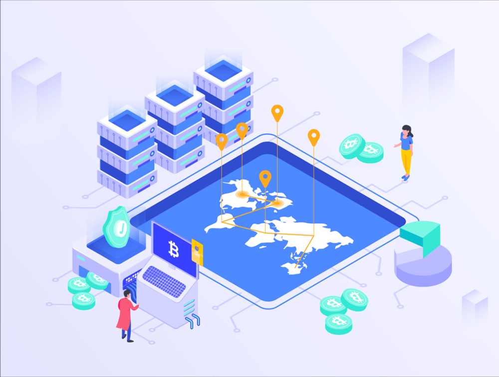 加密货币业务等距插画素材 APP UI sucaiwan.com