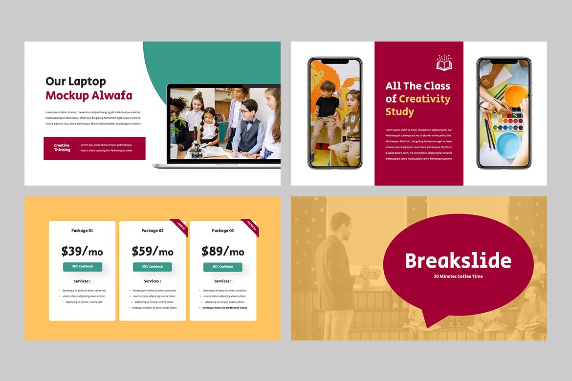 教育宣传PPT幻灯片模板下载 ALWAFA – Education Kids Powerpoint 幻灯图表 sucaiwan.com