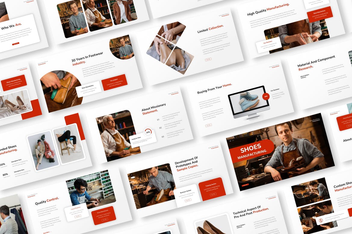 鞋类制造业PPT模板下载 Shoes Manufacturing Powerpoint Template 幻灯图表 sucaiwan.com