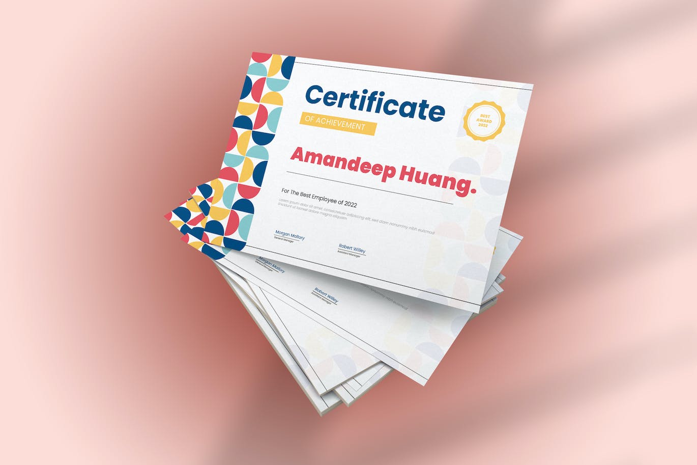 半圆几何专业证书封面设计模板 Half Circle Certificate 设计素材 sucaiwan.com