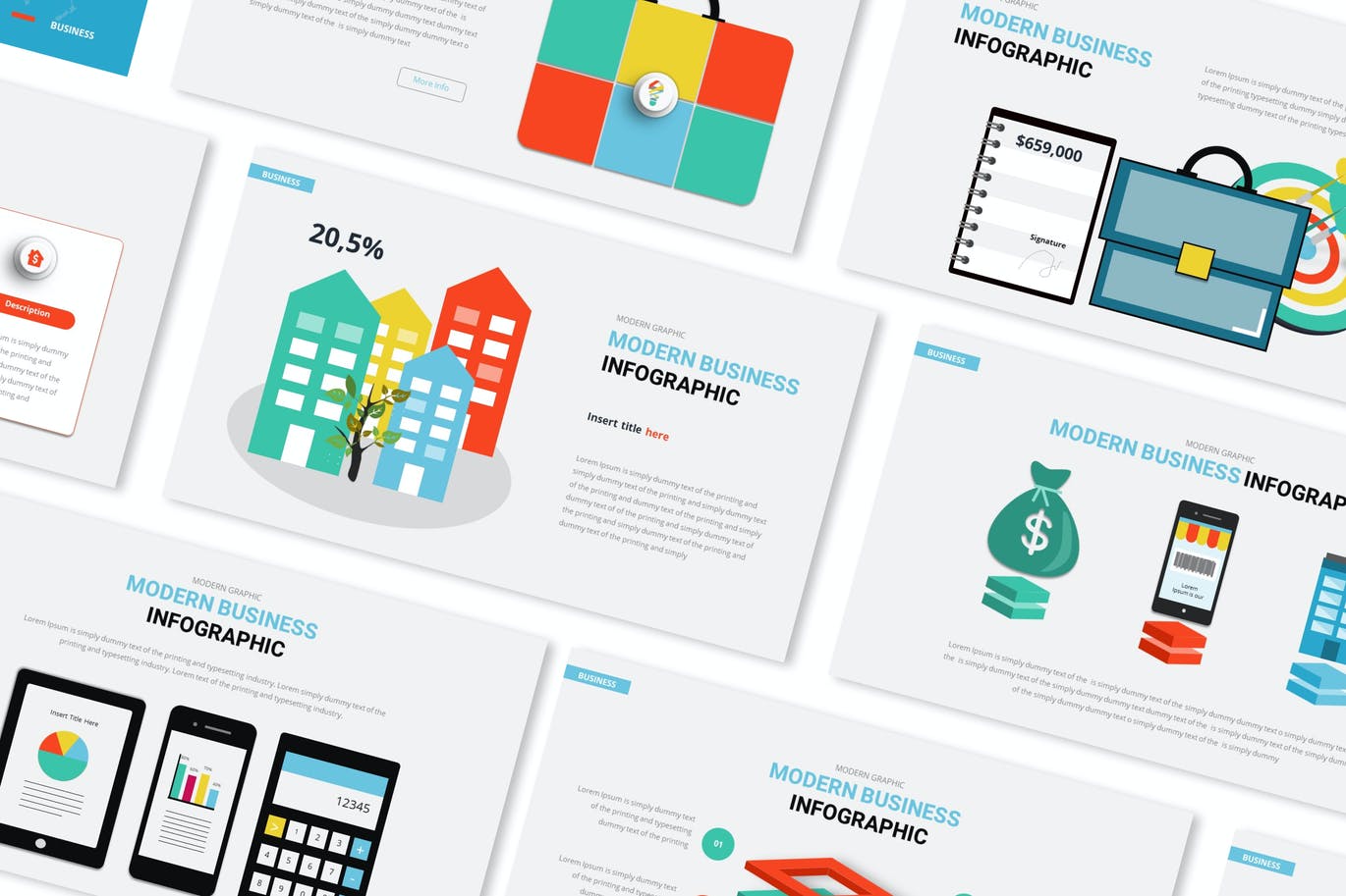 现代商业信息图表PPT演示幻灯片模板 Modern Business Infographic Powerpoint Template 幻灯图表 sucaiwan.com