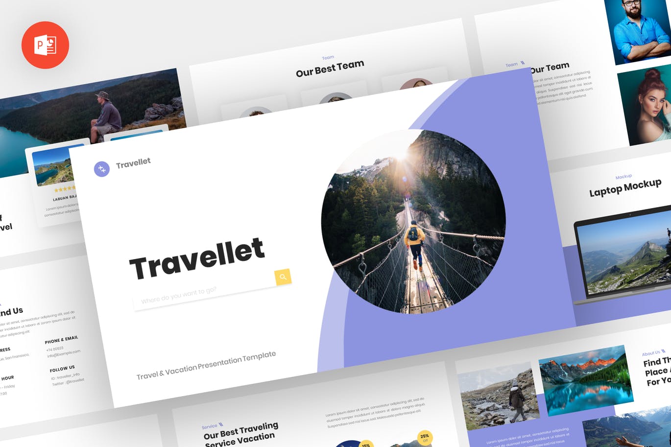 旅行计划Powerpoint幻灯片模板 Travellet – Travel Powerpoint Template 幻灯图表 sucaiwan.com