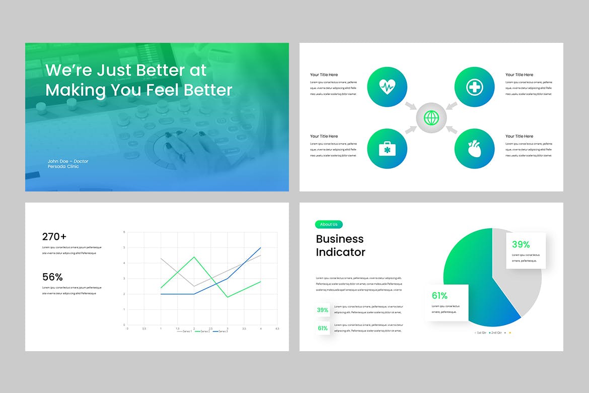 医院/医疗演示文稿PPT模板 PERSADA – Medical & Hospital Powerpoint 幻灯图表 sucaiwan.com