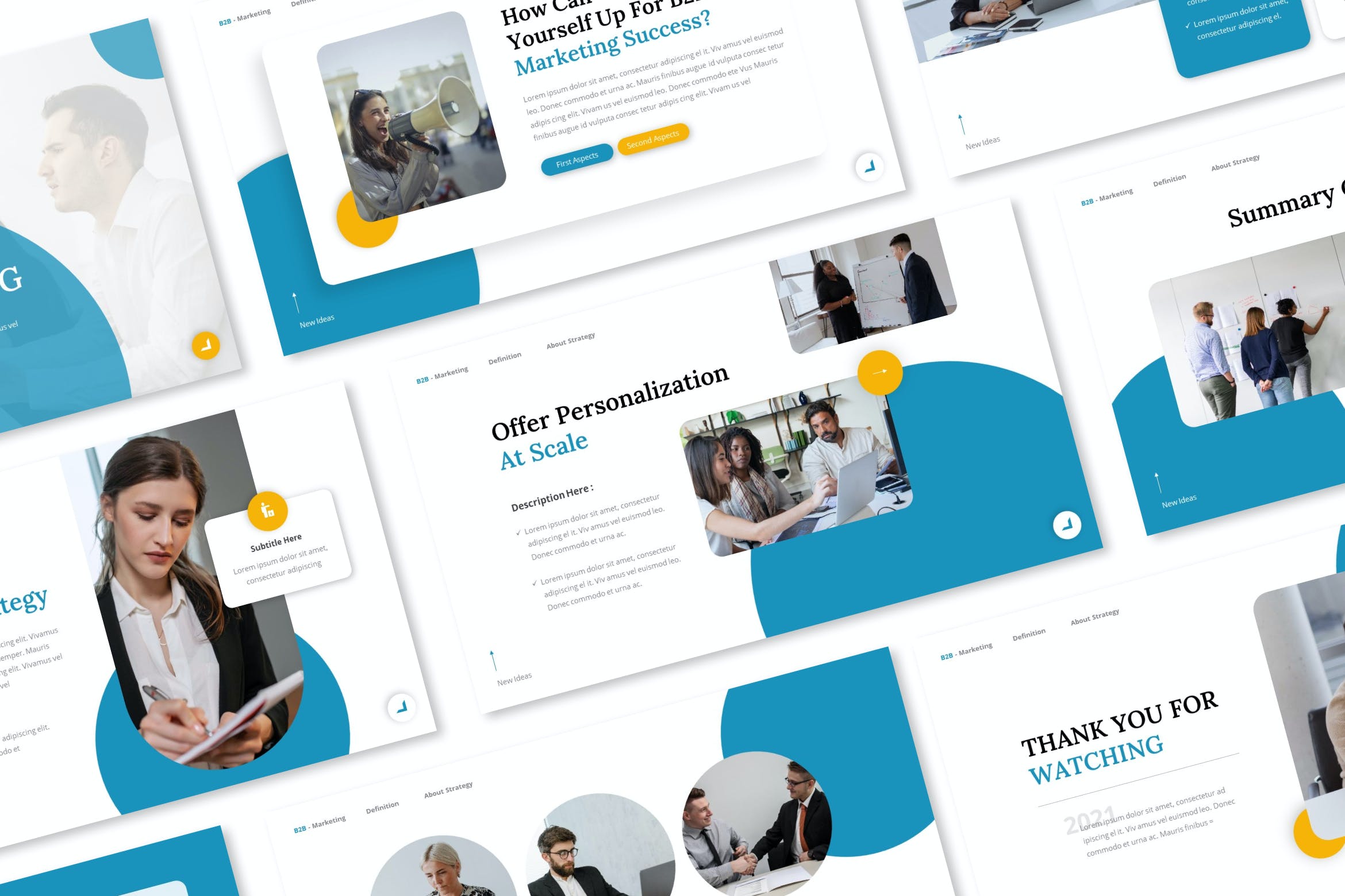 B2B营销业务Powerpoint模板下载 B2B Marketing Powerpoint Presentation Template 幻灯图表 sucaiwan.com