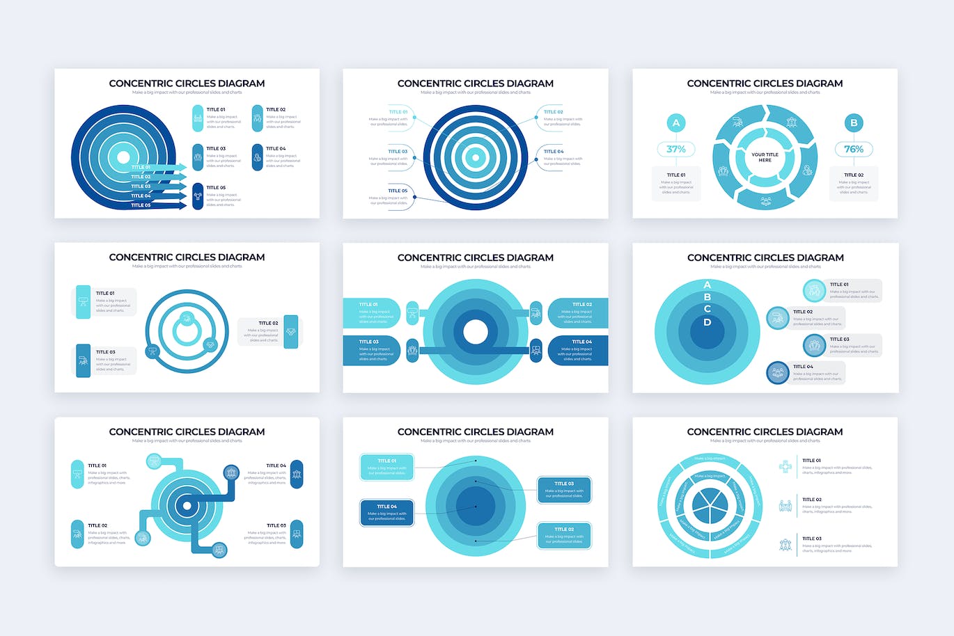 同心圆图信息图表设计AI矢量模板 Concentric Circles Diagram Illustrator Infographic 幻灯图表 sucaiwan.com