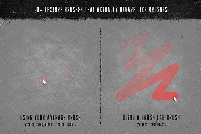 96个噪点纹理效果PS笔刷，附自动描绘PS动作 笔刷资源 sucaiwan.com