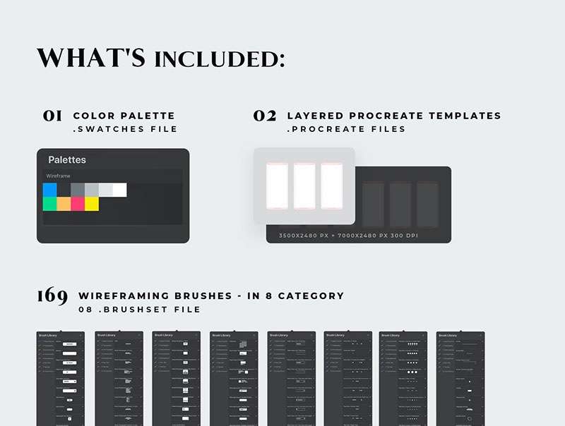 APP原型线框图Procreate笔刷 笔刷资源 sucaiwan.com