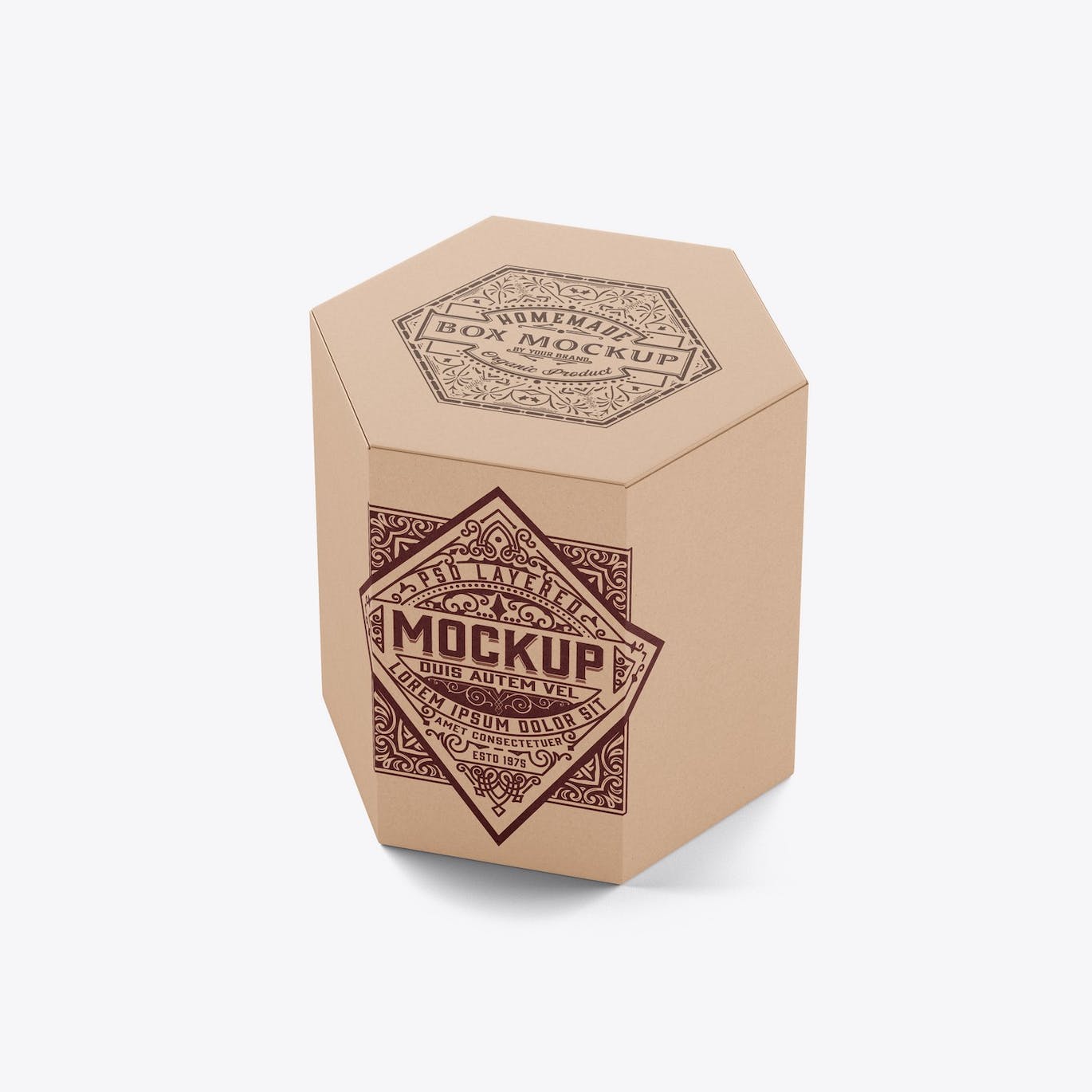 六边形长方体纸盒包装设计样机 Hexagonal Box Mockup 样机素材 sucaiwan.com