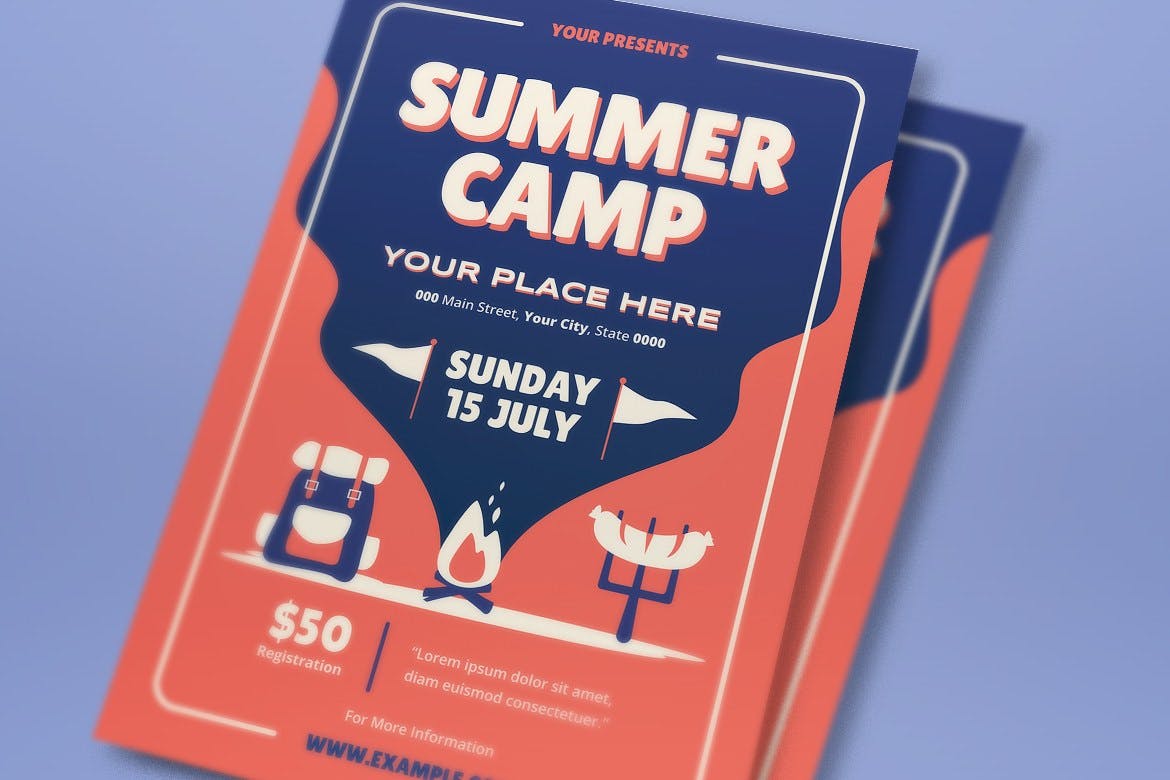 夏令营传单设计 Sumer Camp Flyer Set 设计素材 sucaiwan.com