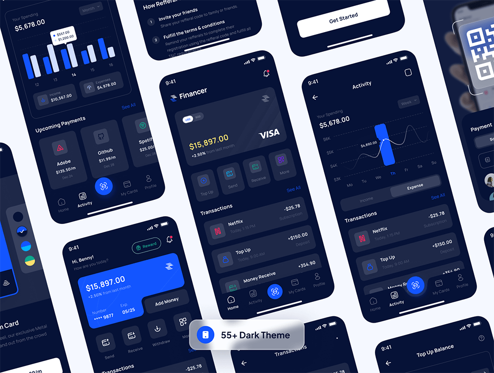 金融和数字钱包App应用程序UI套件 APP UI sucaiwan.com