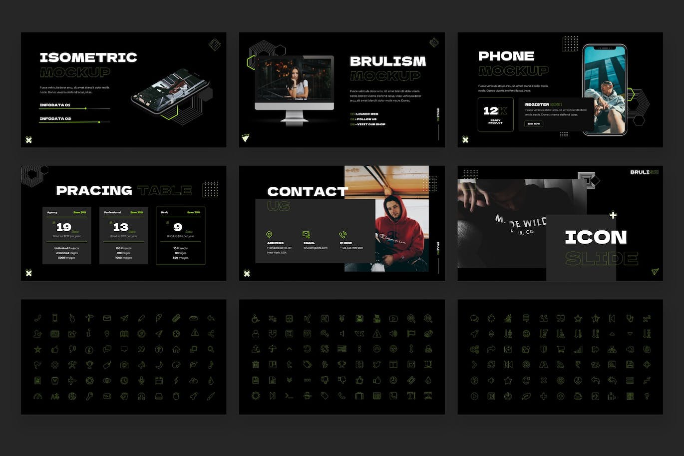 抽象充满活力的PPT模板 BRULISM – Abstract Vibrant Powerpoint Template 幻灯图表 sucaiwan.com