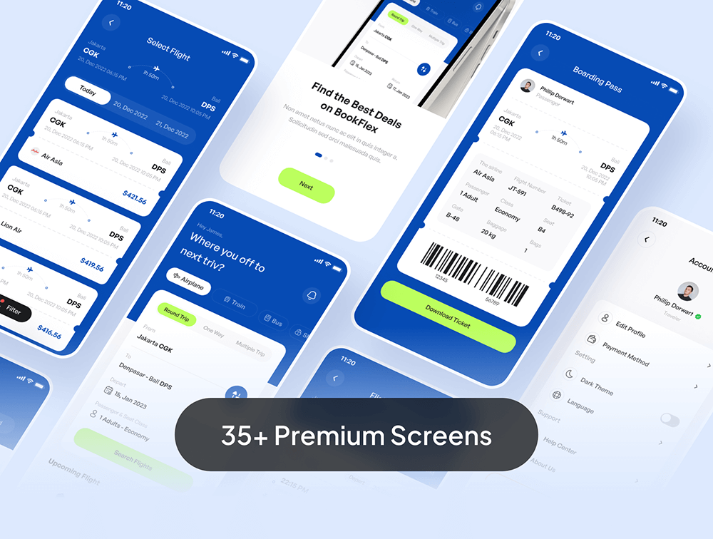 航班预订App应用程序UI套件 APP UI sucaiwan.com