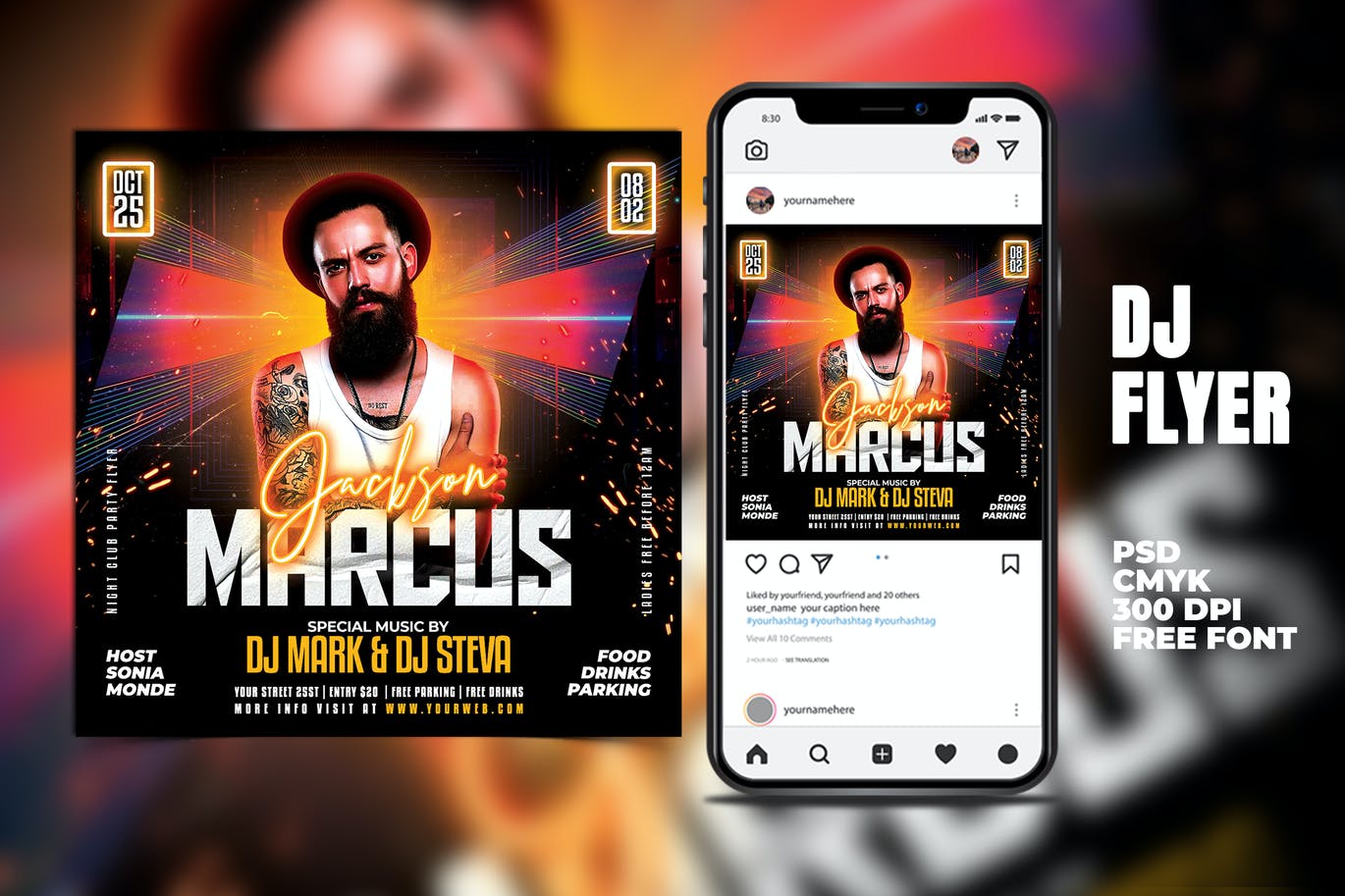 DJ俱乐部宣传单素材 DJ Club Flyer 设计素材 sucaiwan.com