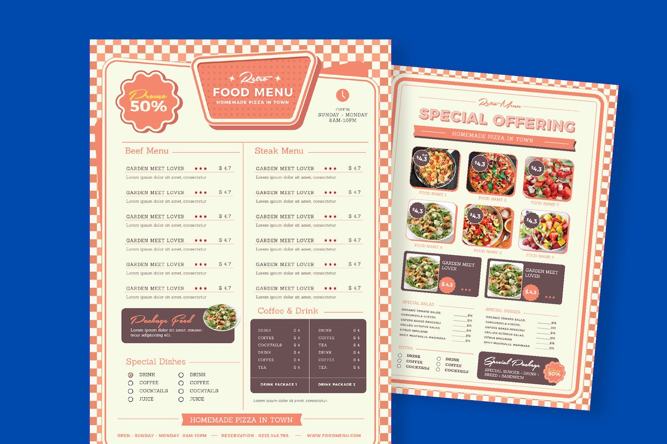 复古食品菜单设计模板 Cd Retro Food Menu APP UI sucaiwan.com