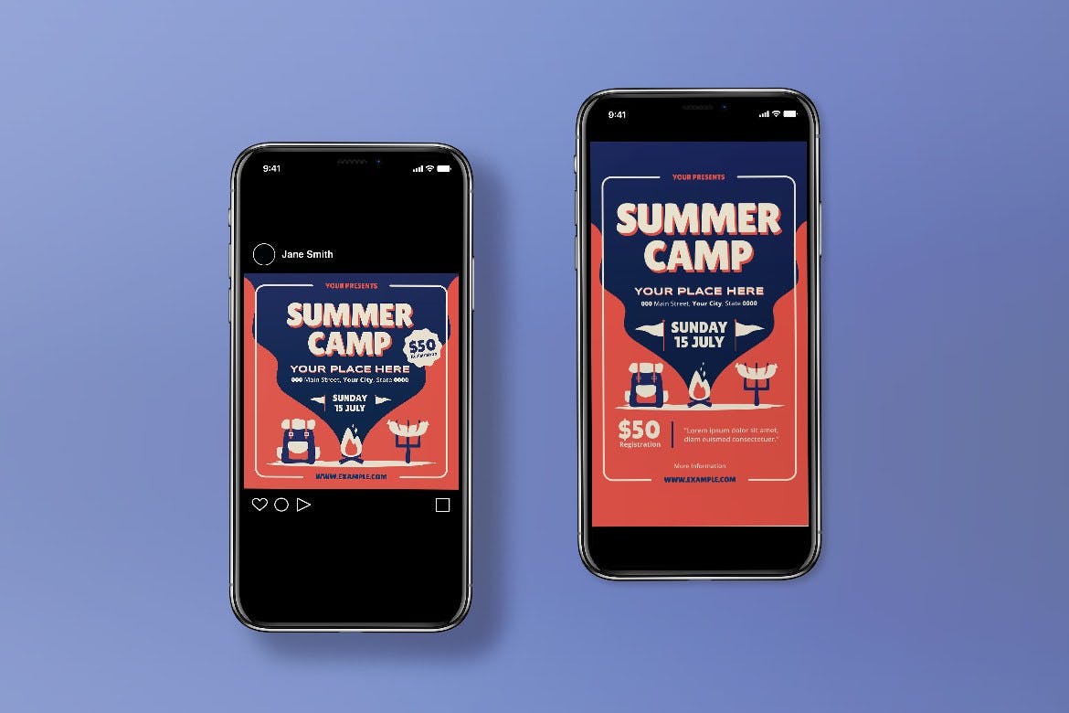 夏令营传单设计 Sumer Camp Flyer Set 设计素材 sucaiwan.com