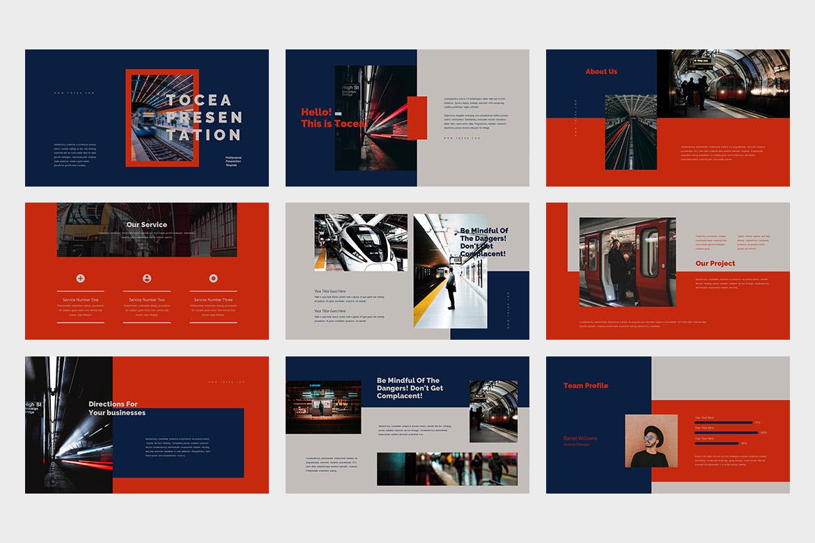 火车高铁PPT演示文稿 Tocea : Train Station Powerpoint Template 幻灯图表 sucaiwan.com