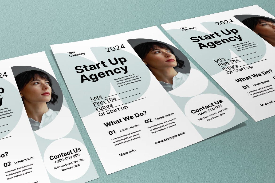 白色现代简约风格创业机构传单模板下载 White Modern Minimalist Start Up Agency Flyer 设计素材 sucaiwan.com