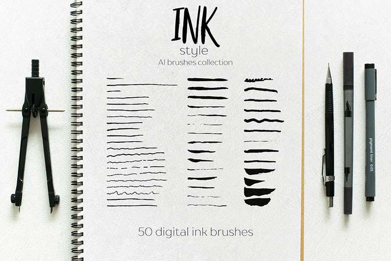 50支油性笔手绘AI笔刷套装 笔刷资源 sucaiwan.com