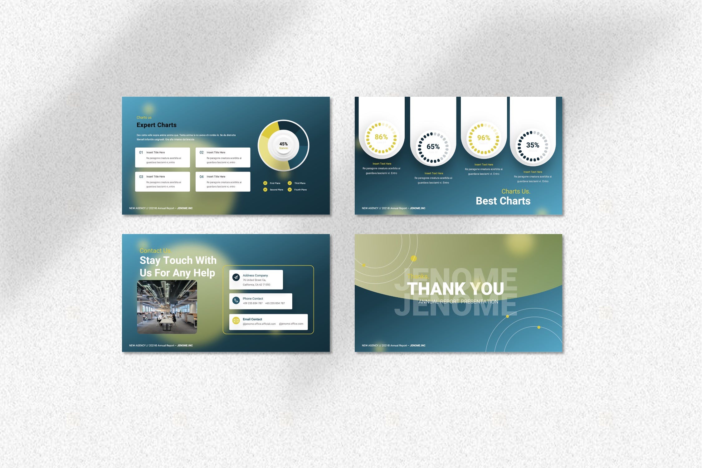 年度报告PPT幻灯片模板素材 Jenome – Annual Report Powerpoint Template 幻灯图表 sucaiwan.com