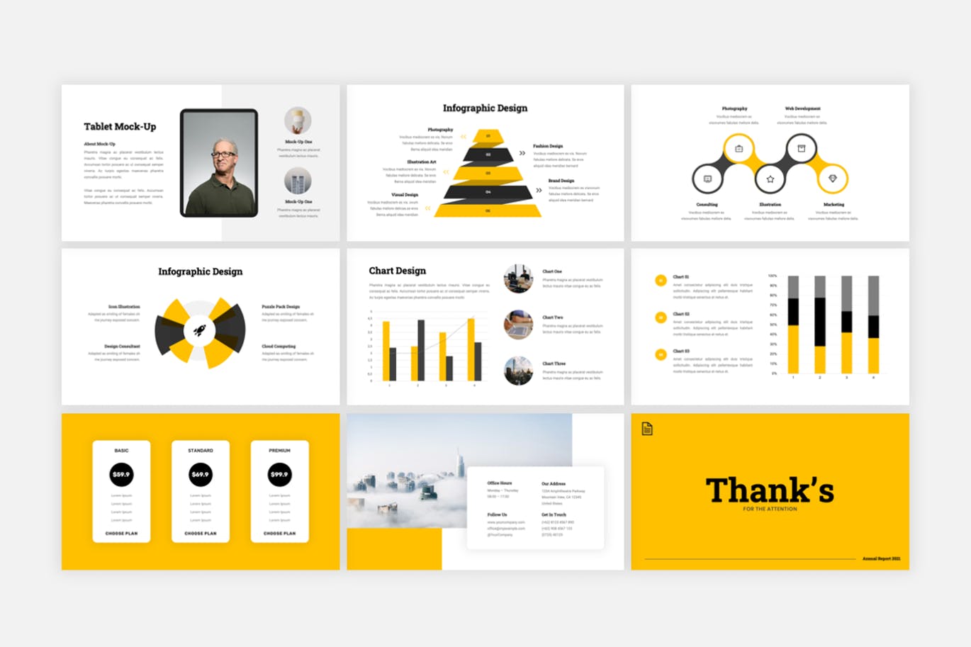 年度总结报告PPT幻灯片模板素材 Lachor – Annual Report PowerPoint Template 幻灯图表 sucaiwan.com