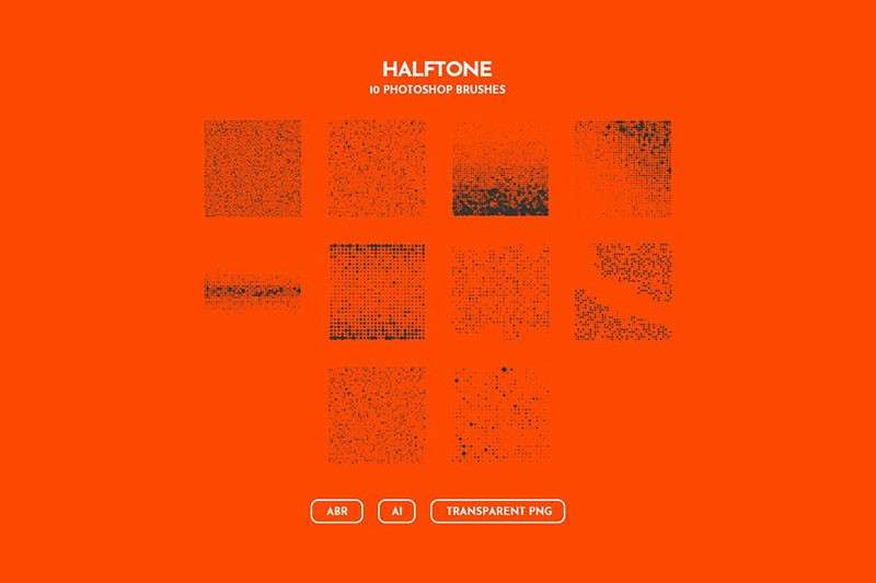 10个抽象半色调Photoshop笔刷 笔刷资源 sucaiwan.com